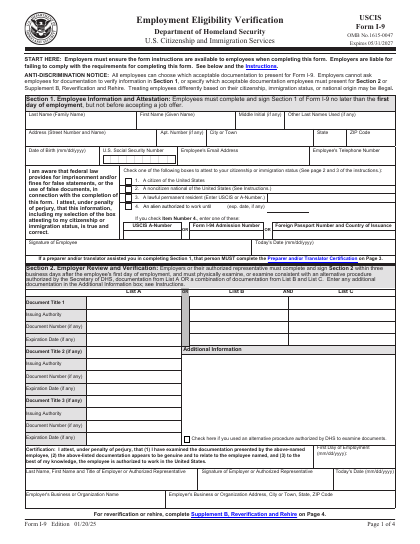 Form I-9 form preview