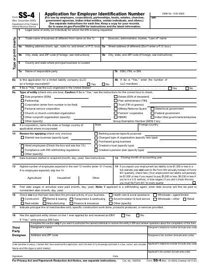 SS-4 form preview